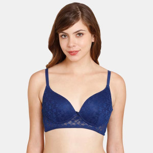 Women Blue Floral Lightly Padded Bra