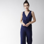 Women Navy Blue Wrap Detail Jumpsuit