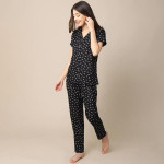 Women Black Printed Night suit